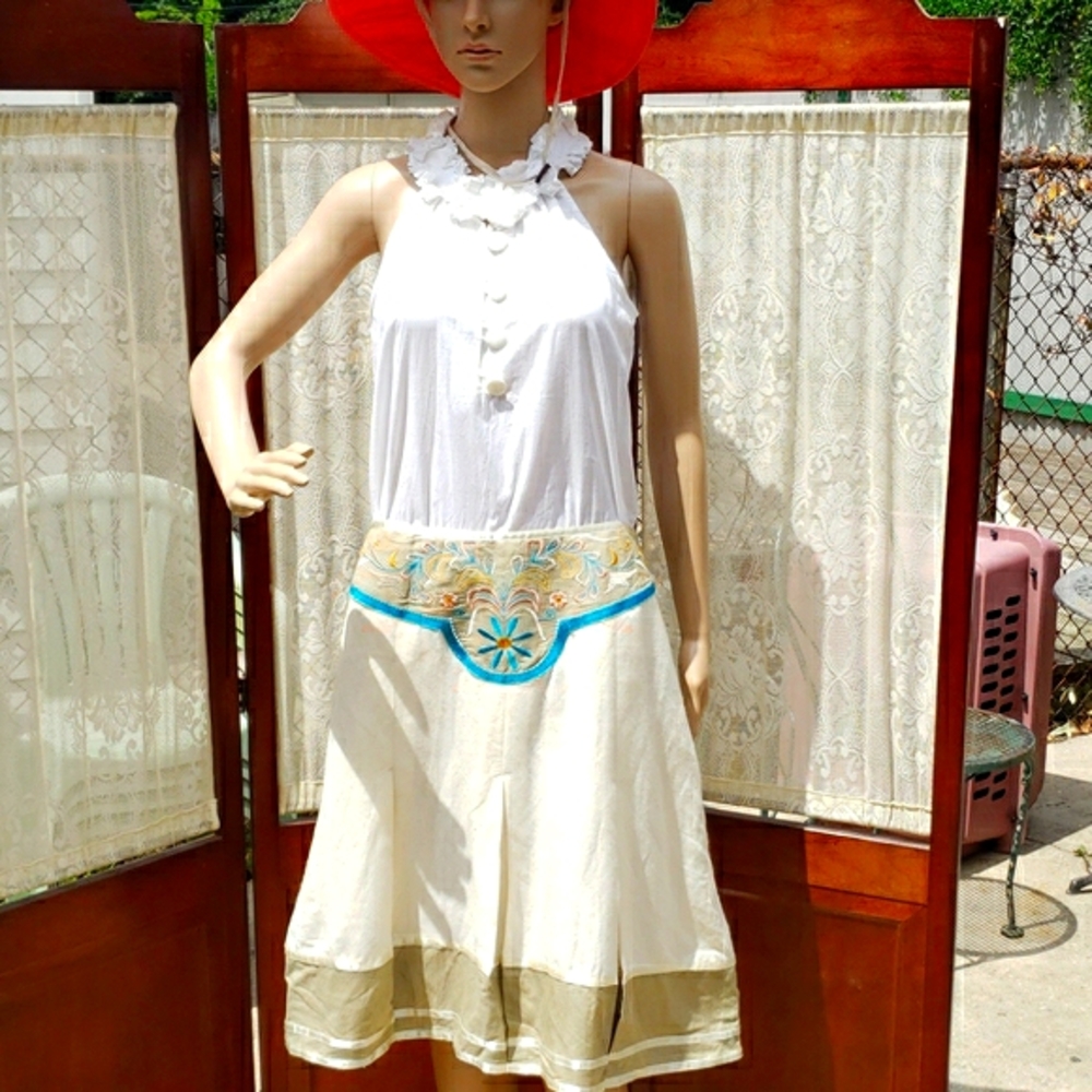 Cotton Racerback Ruffle White Shirt Size Small - Picture 2 of 6